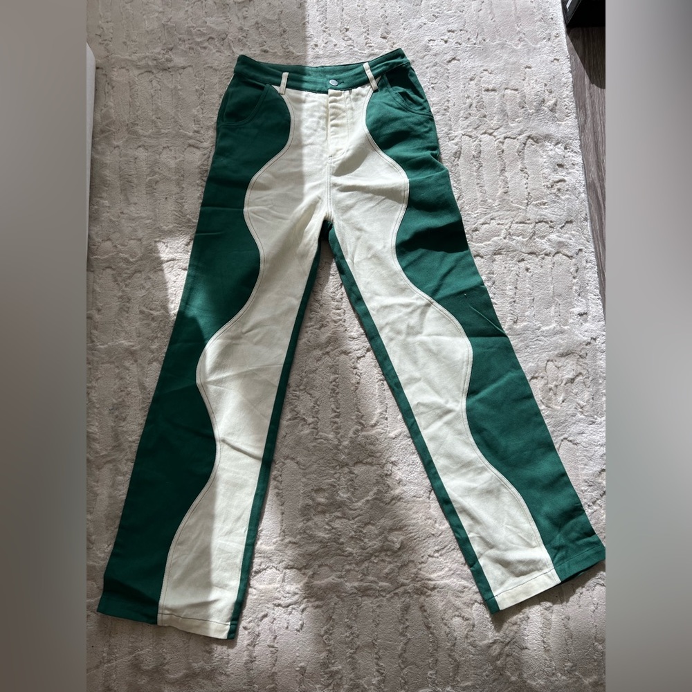 Pretty Garbage green denim jeans